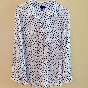 Women’s Polka Dot Long Sleeve Blouse. Plus Size. XXL. Black/ White.